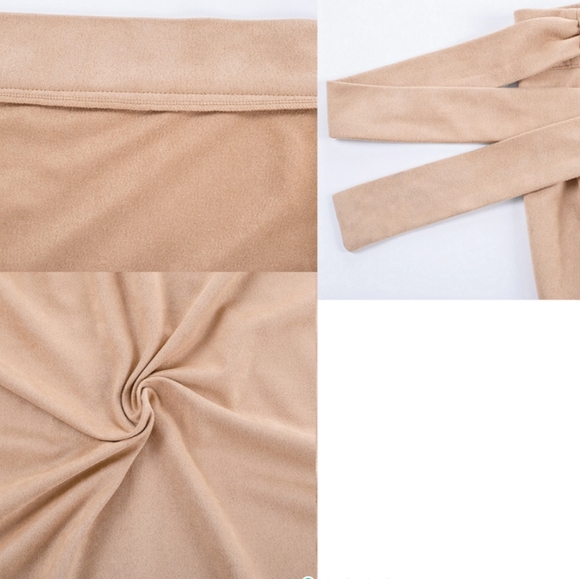 NEW...High Waist Midi Suede Wrap Skirt - Picture 6 of 8